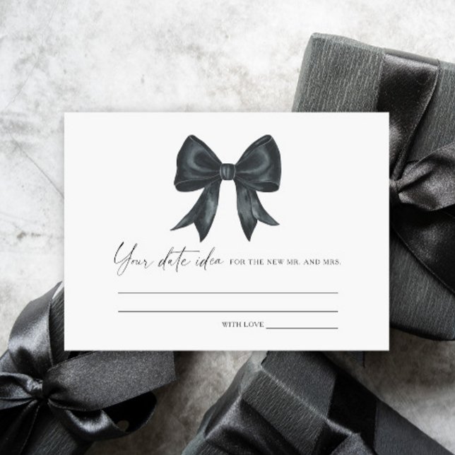 Black Bow Bridal shower Date night ideas Date jar Enclosure Card (Creator Uploaded)
