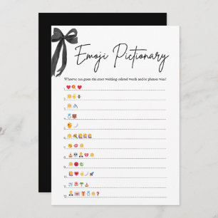 Black Bow Bridal Shower Emoji Pictionary Game Invitation