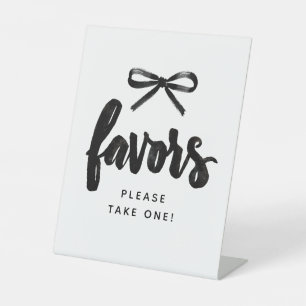 Black Bow Bridal Shower Favors Pedestal Sign