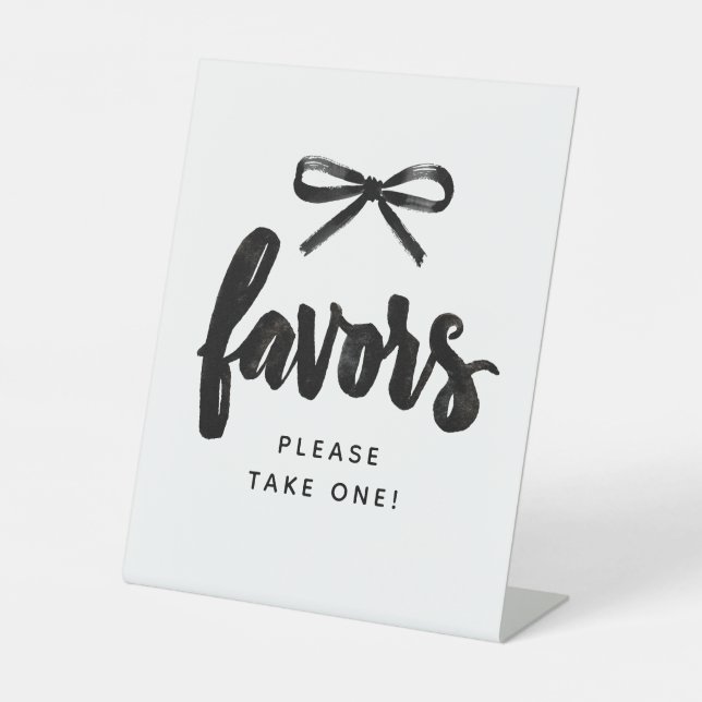 Black Bow Bridal Shower Favors Pedestal Sign (Front)