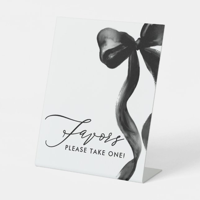 Black Bow Bridal Shower Favours Pedestal Sign (Front)