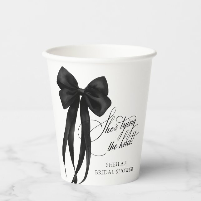 Black Bow Bridal Shower Paper Cup (Front)