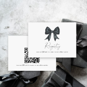 black Bow bridal shower QR code for registry Enclosure Card