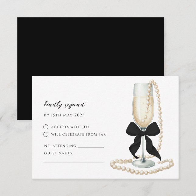 Black Bow Bridal Shower RSVP Response Card (Front/Back)