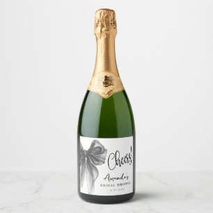 Black Bow Bridal Shower Sparkling Wine Label