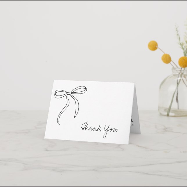 Black Bow Bridal Shower  Thank You Card (Front)