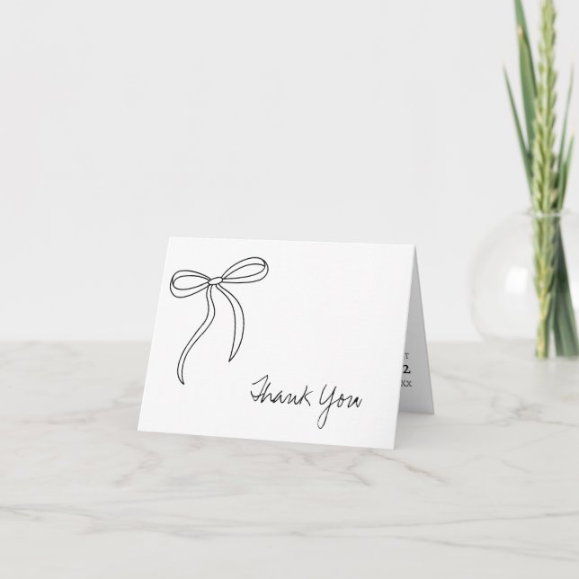 Black Bow Bridal Shower  Thank You Card (Front)
