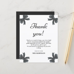 Black Bow Bridal Shower Thank You Card