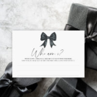 Black Bow Bridal shower Who am I game