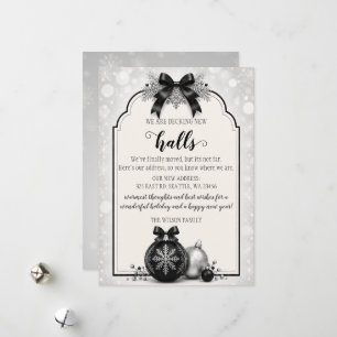 Black Bow Christmas Decking The New Halls Moving Holiday Card