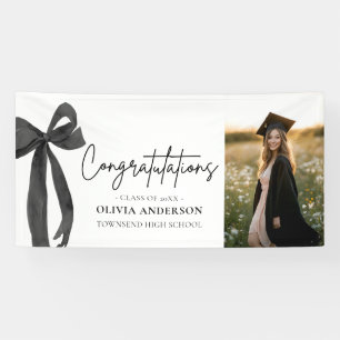 Black Bow Coquette Graduation Congratulation Banner