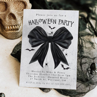 Black Bow Coquette Halloween Invitation