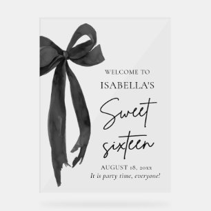 Black Bow Coquette Sweet 16 Anniversaire Bienvenue