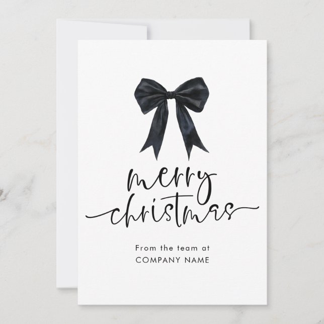 Black Bow Corporate QR logo Merry Christmas Holiday Card (Front)