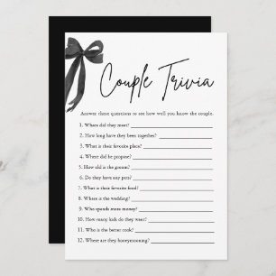 Black Bow Couple Trivia Bridal Shower Game  Invitation