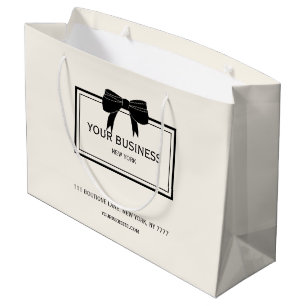 Black Bow Custom Business Name Promotional Large Gift Bag