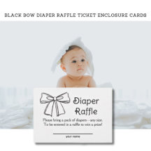 Black Bow Diaper Raffle Ticket Enclosure Cards