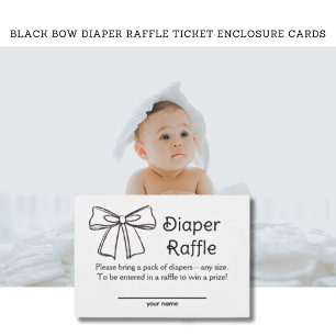Black Bow Diaper Raffle Ticket Enclosure Cards