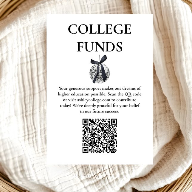 Black Bow Disco Ball Graduation Party  Enclosure Card (Creator Uploaded)