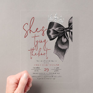Black Bow ⎮Elegance Bridal Shower Acrylic Invitations