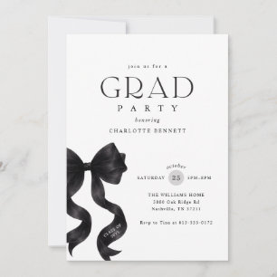Black Bow Elegant Photo Graduation Invitation