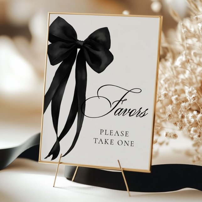 Black Bow Favors Table Sign Poster (Créateur téléchargé)
