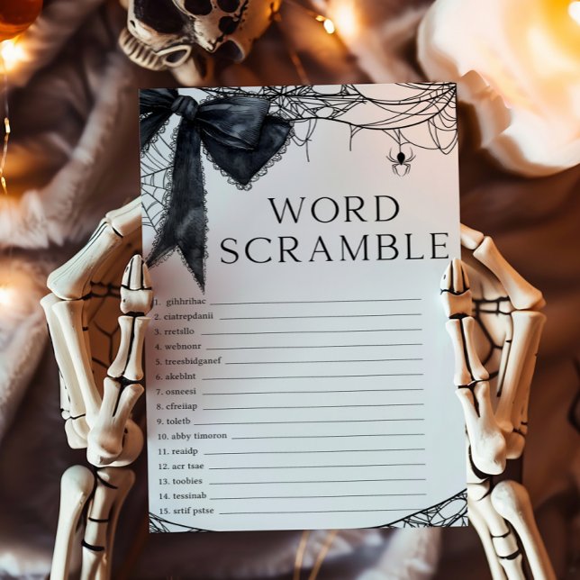 Black Bow Gothic Little Boo Word Scramble Game (Black Bow Gothic Little Boo Baby Shower Word Scramble Game)