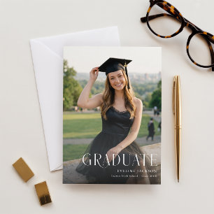 Black Bow Grad Party Photo Graduation Invitation Postcard