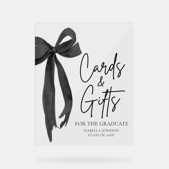 Black Bow Graduate Party Cartes et cadeaux (Recto)