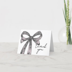 Black Bow Halloween Baby Shower Thank You Card