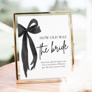 Black Bow How Old Was The Bride Bridal Shower Game Poster