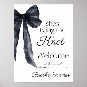 Black bow knot Bridal Shower Welcome Poster