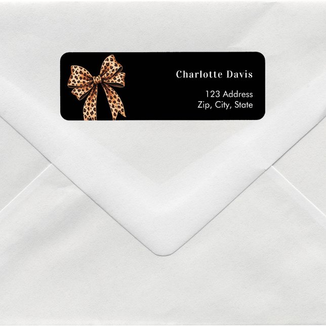 Black bow leopard return address  (Creator Uploaded)