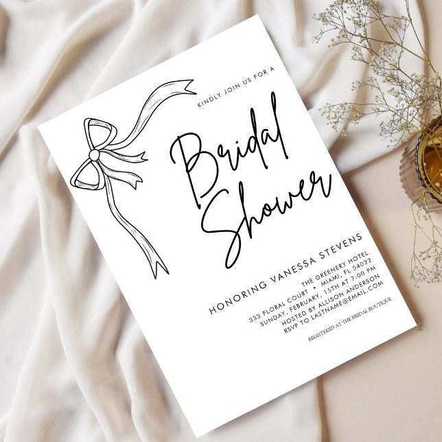 Black Bow Minimal and Chic Bridal Shower  Invitation (Creator Uploaded)
