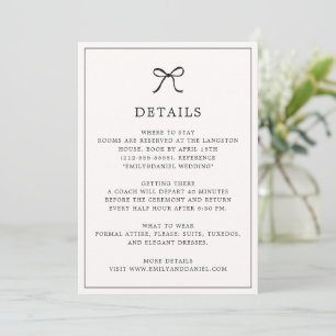 Black Bow Minimalist Elegant Details Card