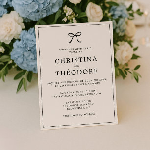 Black Bow Minimalist Elegant Wedding Invitation
