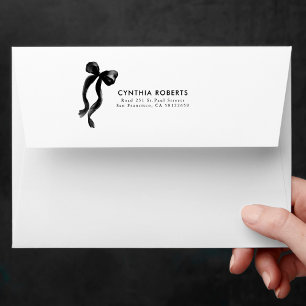 Black Bow Modern Elegant Return Address Envelope