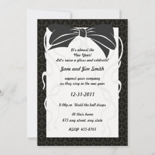 Black Bow New Year's Invitation
