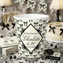 Black Bow Pattern Birthday Black and White Vintage