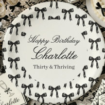 Black Bow Pattern Birthday Black and White Vintage