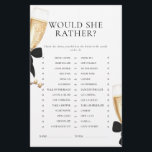 Black Bow Pearls & Prosecco Bridal Shower Game Stationery<br><div class="desc">Black Bow Pearls & Prosecco Bridal Shower Game - Would she rather</div>