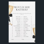 Black Bow Pearls & Prosecco Bridal Shower Game Stationery<br><div class="desc">Black Bow Pearls & Prosecco Bridal Shower Game - Would she rather</div>
