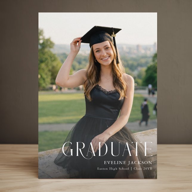 Black Bow Photo Graduation Grad Party Invitation Postcard (Creator Uploaded)