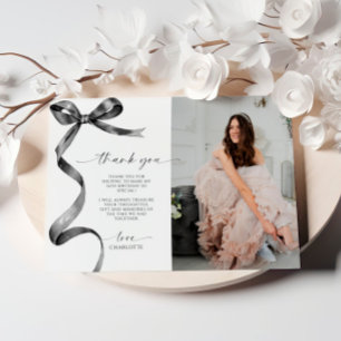 Black Bow Photo Thank You Note Card