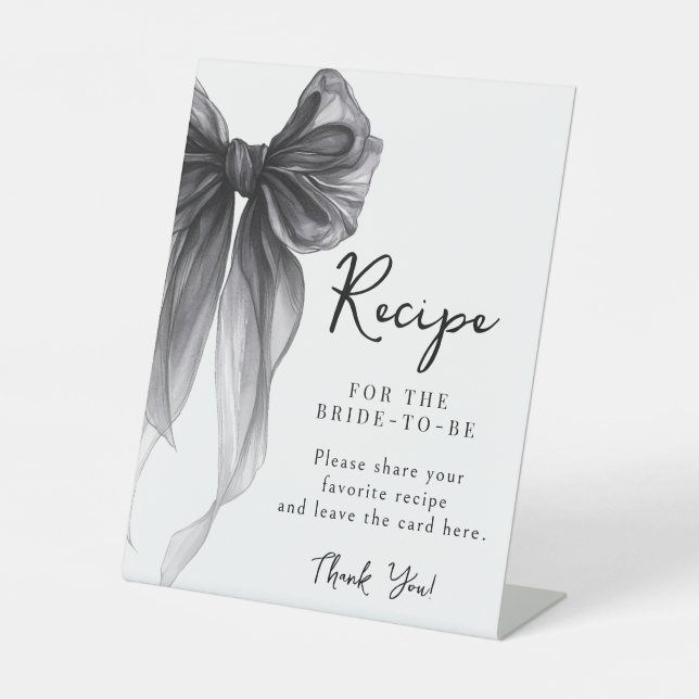Black Bow Recipe For the Bride-to-be Sign (Front)