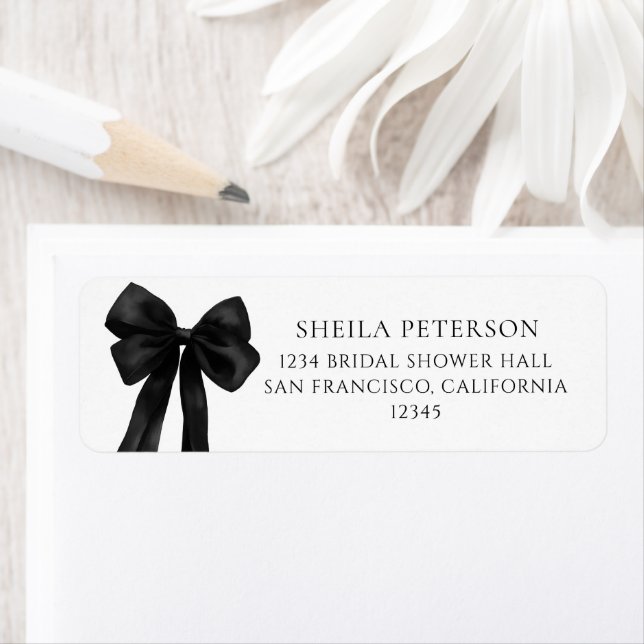 Black Bow Return Address Label (Insitu)