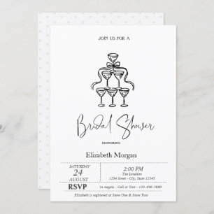 Black Bow Ribbon Dots Bridal Shower Invitation