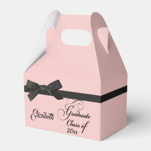 Black Bow Ribbon Rose Graduation Party Class Favor Box