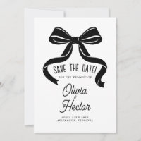 Black Bow Save the Date Modern Wedding