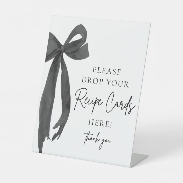 Black Bow Share a Recipe Card Bridal Shower Sign (Front)